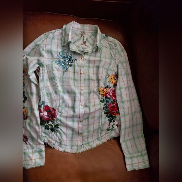 SOLD Johnny Was 3J Workshop "Fairies" Shirt Euc M Medium - Picture 3 of 10